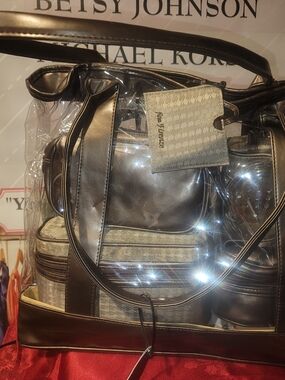 Clear Travel Tote with Metallic Bronze Trim By Fina Firenze